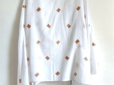Duża chusta szal dupatta haftowana biała wzór bawełna orient hidżab hijab turba-1