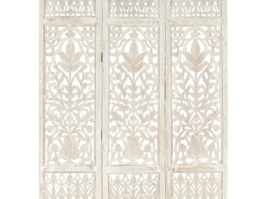 vidaXL Parawan 3-panelowy, rzeźbiony, biały, 120x165 cm, drewno mango 285330-1