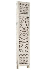 vidaXL Parawan 3-panelowy, rzeźbiony, biały, 120x165 cm, drewno mango 285330-2