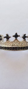 Nowy pierścionek srebrny kolor czarne cyrkonie korona tiara diadem celebrytka-3
