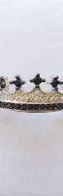Nowy pierścionek srebrny kolor czarne cyrkonie korona tiara diadem celebrytka-4