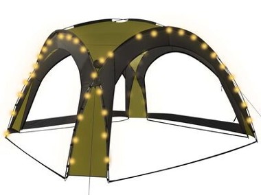 vidaXL Namiot imprezowy z LED i 4 ściankami, 3,6x3,6x2,3 m, zielonySKU:92237-1