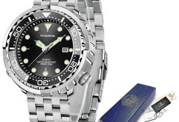 Duży zegarek męski w stylu nurka tuńczyk Foxbox sportowy luma wodoszczelny luma