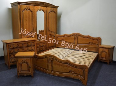 Piękna Sypialnia Dębowa - łoże szerokość 180cm, szafa trzy drzwiowa, komoda, ...-1