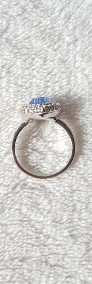 Nowy pierścionek srebrny kolor serce niebieska cyrkonia białe oczka-4