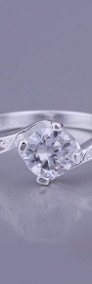 Nowy pierścionek srebrny kolor biała cyrkonia oczko-3