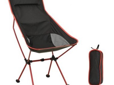 vidaXL Składane krzesło turystyczne, PVC i aluminium, czarne-1