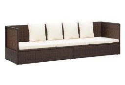 vidaXL Sofa ogrodowa z poduszkami, polirattan, brązowaSKU:49392*