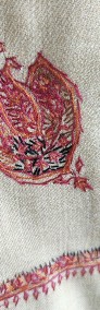 Szal orientalny indyjski haftowany haft paisley pashmina jasny beż-4