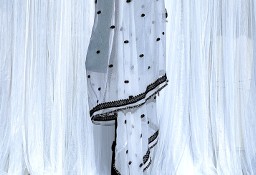 Indyjska chusta szal dupatta biały szyfon czarny haft hijab hidżab orient