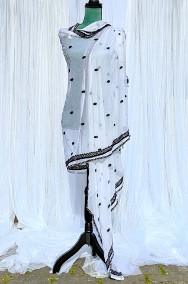 Indyjska chusta szal dupatta biały szyfon czarny haft hijab hidżab orient-2