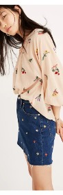 Spódniczka Madewell 28 S 36 jeansowa spódnica mini kwiaty kwiatki haft denim-3