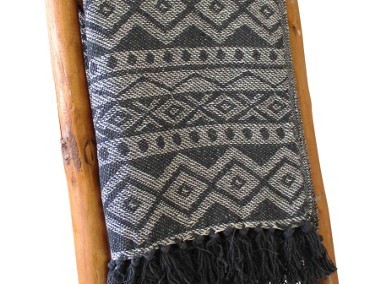 Bawełniana Narzuta Boho – Grey Geometric-1