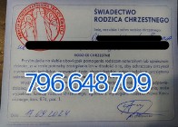 Od ręki - Zaświadczenie dla chrzestnego Bierzmowanie Spowiedź 