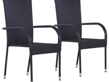 vidaXL Sztaplowane krzesła ogrodowe, 2 szt., polirattan, czarne44238-1