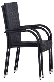vidaXL Sztaplowane krzesła ogrodowe, 2 szt., polirattan, czarne44238-2