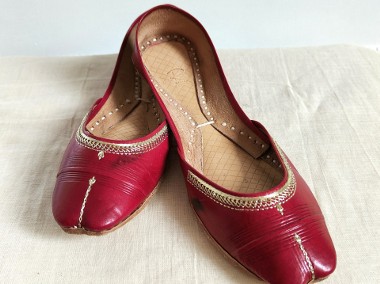 Czerwone skórzane buty balerinki 38 skóra orient indyjskie khussa mojari jutti-1