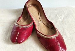 Czerwone skórzane buty balerinki 38 skóra orient indyjskie khussa mojari jutti