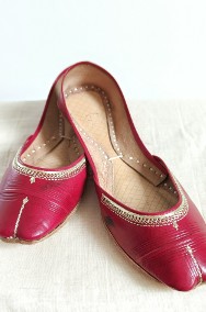 Czerwone skórzane buty balerinki 38 skóra orient indyjskie khussa mojari jutti-2