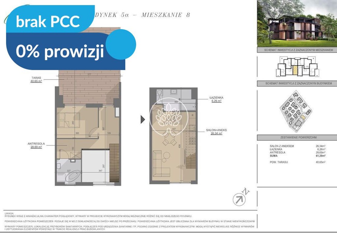 Mieszkanie na sprzedaż, 3 pokoje, 61 m², Lubicz Dolny