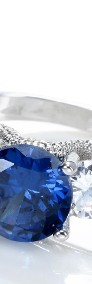Nowy pierścionek srebrny kolor niebieska cyrkonia białe cyrkonie retro-3