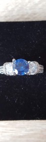 Nowy pierścionek srebrny kolor niebieska cyrkonia białe cyrkonie retro-4
