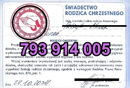 Ekspresowa realizacja - Bierzmowanie Zaświadczenie dla chrzestnych 