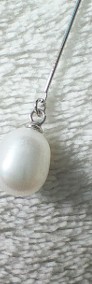 Nowe srebrne kolczyki srebro 925 biała perła perły wiszące długie-3