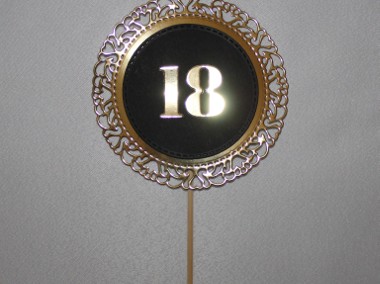 Topper na tort 18 urodziny czarny złoty na osiemnastkę lub z DOWOLNĄ LICZBĄ-1