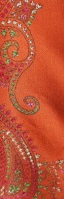 Duży szal orientalny indyjski haftowany haft rudy rdzawy paisley floral kwiaty-3