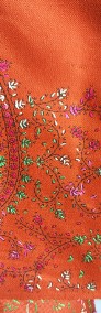 Duży szal orientalny indyjski haftowany haft rudy rdzawy paisley floral kwiaty-4