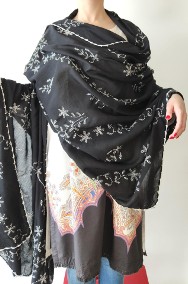 Duża chusta szal dupatta haftowana czarna bawełna orient hidżab hijab turba-2
