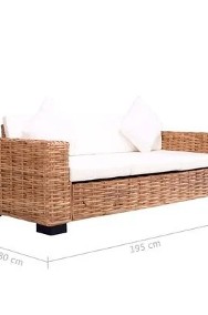 vidaXL Sofa 3-osobowa z naturalnego rattanu-3