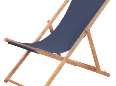 vidaXL Składany leżak plażowy, tkanina i drewniana rama, niebieski 44000-1
