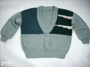Gruby Sweter Oversize Robiony na Drutach 40 42 L XL-1