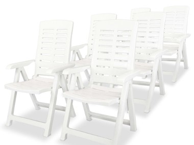 vidaXL Rozkładane krzesła ogrodowe, 6 szt., plastikowe, białe275068-1