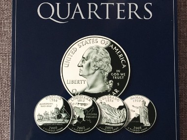 Pełna kolekcja, 56 sztuk monet 25 centów - seria „Stany USA” + katalog-1
