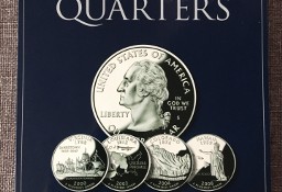 Pełna kolekcja, 56 sztuk monet 25 centów - seria „Stany USA” + katalog