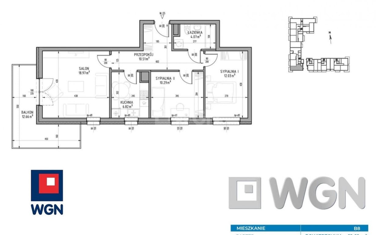 Mieszkanie na sprzedaż, 62 m², 3 pokoje Lublin