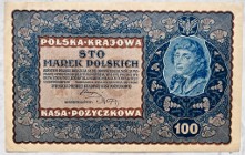 Banknot Polska IIRP 100 Marek Polskich MKP 1919 rok r. IG SERJA L St. I/II- 