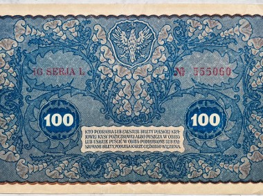 Banknot Polska IIRP 100 Marek Polskich MKP 1919 rok r. IG SERJA L St. I/II- -2