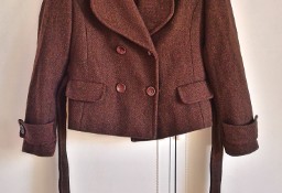 Brązowy płaszcz TROLL krótki płaszczyk czekoladowy M 38 L 40