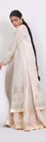 Indyjski komplet XXL 44 beżowy złoty malowany tunika kameez kurta spódnica boho-3