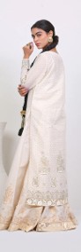 Indyjski komplet XXL 44 beżowy złoty malowany tunika kameez kurta spódnica boho-4
