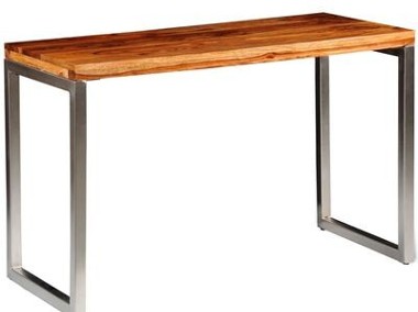 vidaXL Stół lub biurko z drewna sheesham z metalowymi nogami-1