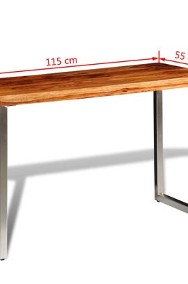 vidaXL Stół lub biurko z drewna sheesham z metalowymi nogami-3
