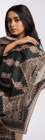 Duża chusta szal dupatta ciemna zieleń wzór bawełna orient hidżab hijab turban-4