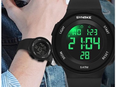 Sportowy zegarek elektroniczny unisex wodoszczelny WR50 tarcza podświetlana LED-1