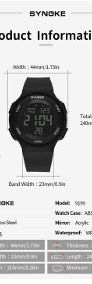 Sportowy zegarek elektroniczny unisex wodoszczelny WR50 tarcza podświetlana LED-4