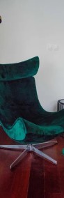Fotel obrotowy z podnóżkiem w kolorze butelkowej zieleni-4